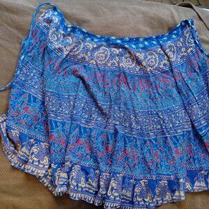 Decorative Wrap Skirt With Colorful Indian/South Asian Design Elephants Camels